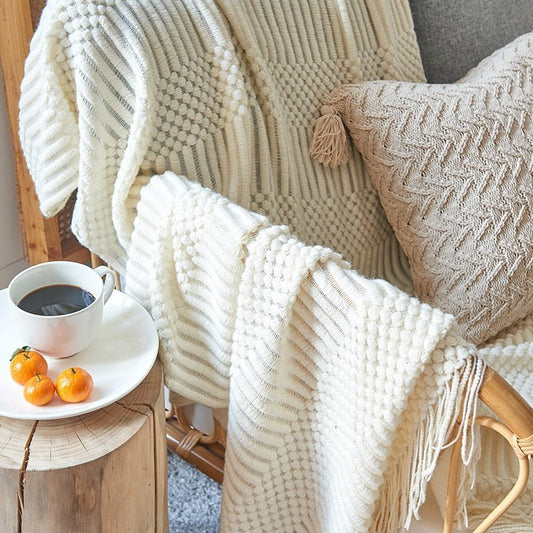 Zachte Gebreide Deken – Scandinavische Sofa & Woonkamer Plaid | Minimalistisch Design & Comfortabele Warmte