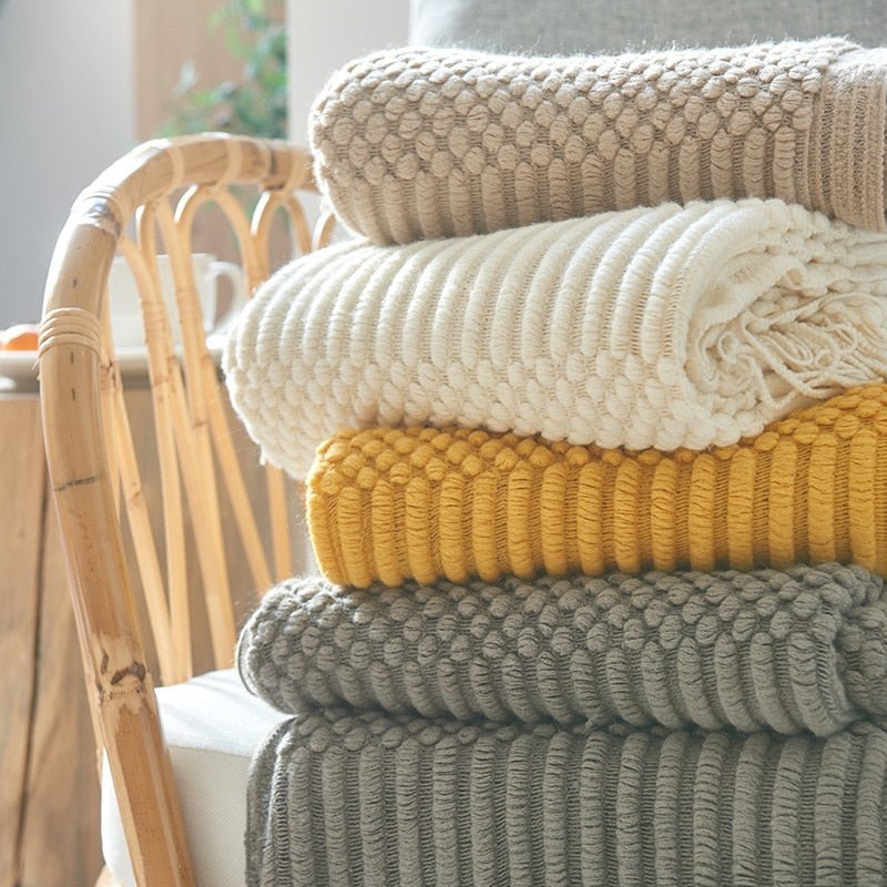 Zachte Gebreide Deken – Scandinavische Sofa & Woonkamer Plaid | Minimalistisch Design & Comfortabele Warmte