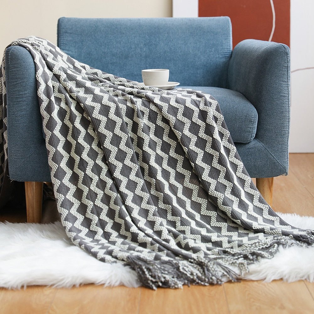 Zachte Gebreide Deken – Scandinavische Sofa & Woonkamer Plaid | Minimalistisch Design & Comfortabele Warmte