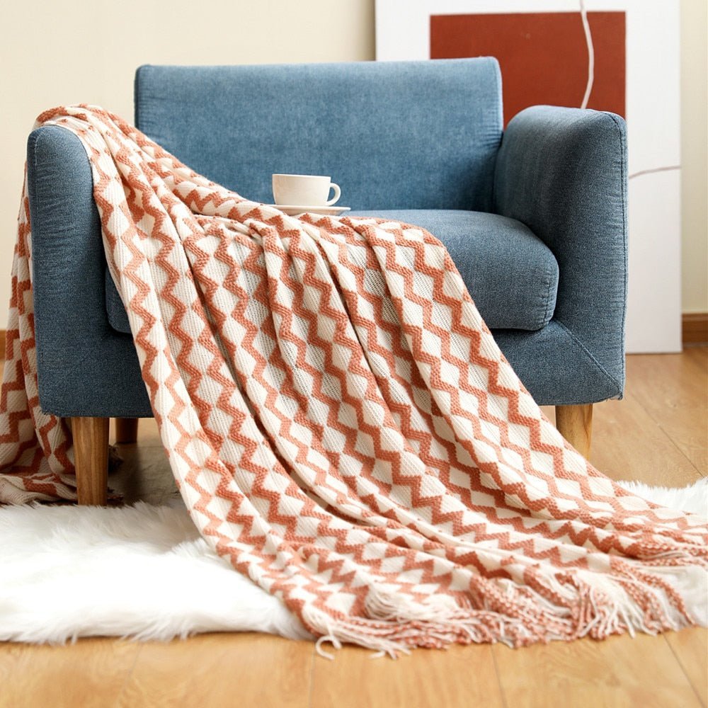 Zachte Gebreide Deken – Scandinavische Sofa & Woonkamer Plaid | Minimalistisch Design & Comfortabele Warmte
