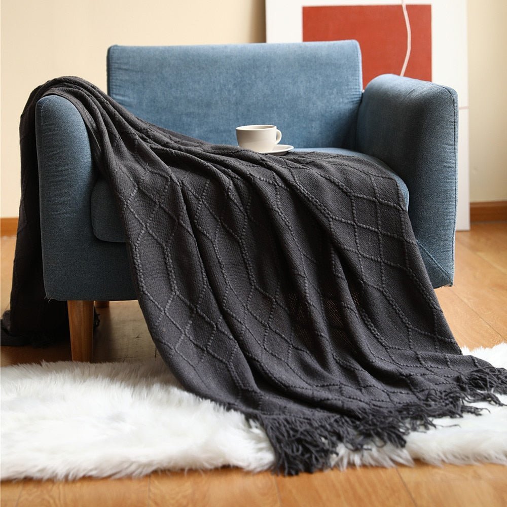 Zachte Gebreide Deken – Scandinavische Sofa & Woonkamer Plaid | Minimalistisch Design & Comfortabele Warmte