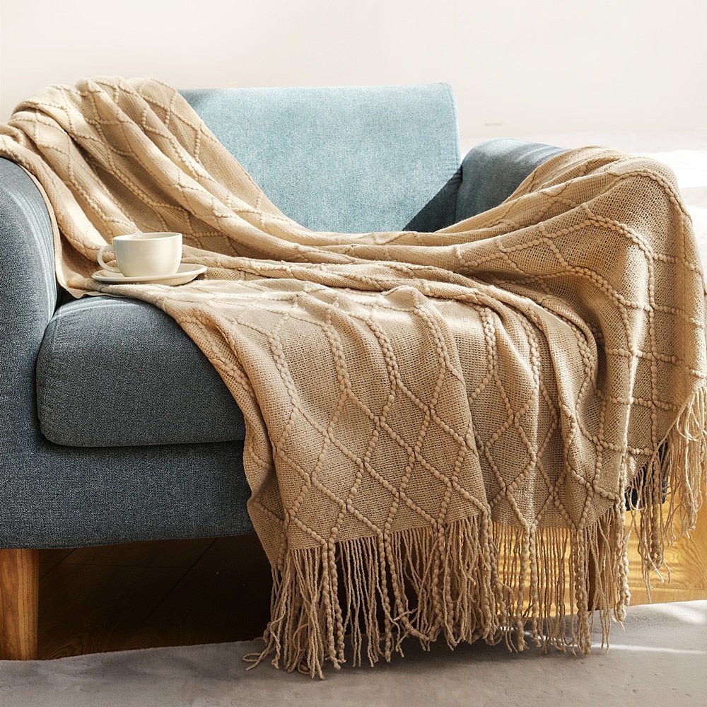 Zachte Gebreide Deken – Scandinavische Sofa & Woonkamer Plaid | Minimalistisch Design & Comfortabele Warmte