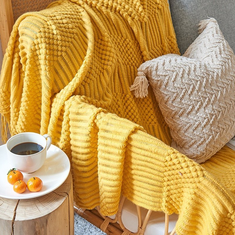 Zachte Gebreide Deken – Scandinavische Sofa & Woonkamer Plaid | Minimalistisch Design & Comfortabele Warmte