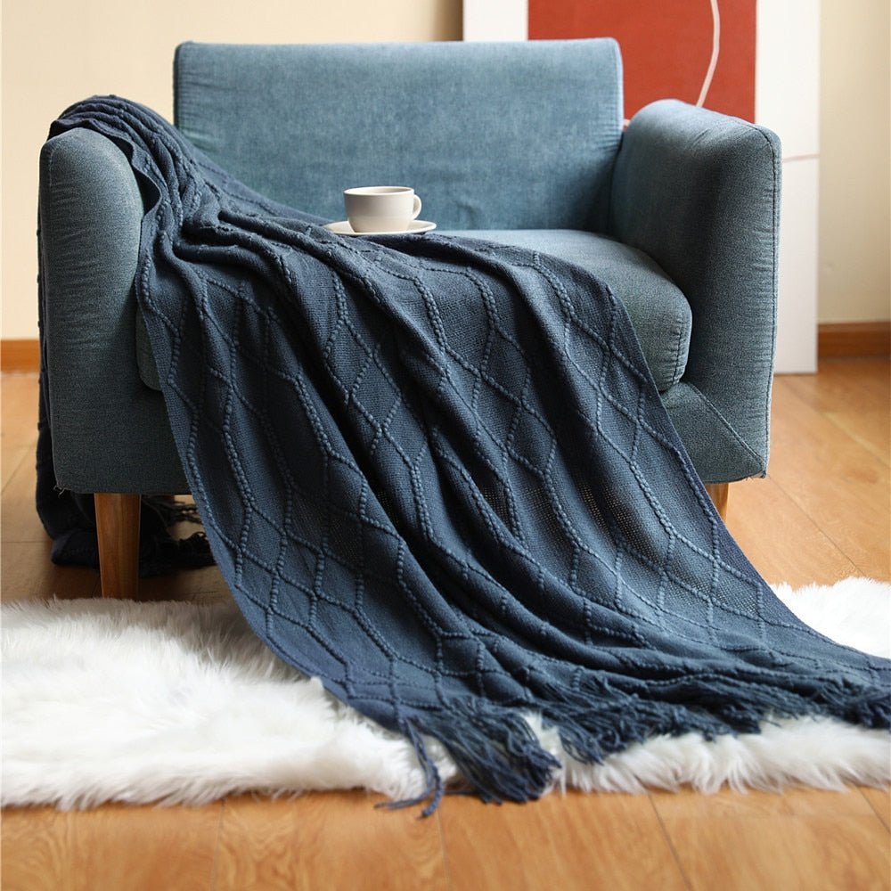 Zachte Gebreide Deken – Scandinavische Sofa & Woonkamer Plaid | Minimalistisch Design & Comfortabele Warmte