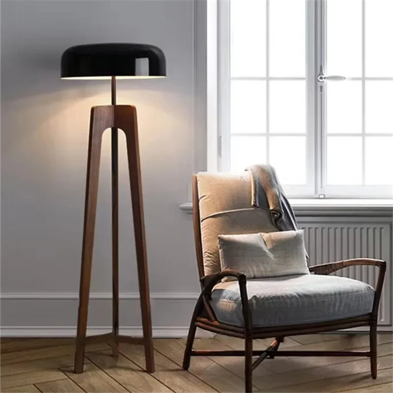 Art Deco Houten Vloerlamp – Klassieke Staande Lamp met Bamboe & Hout | Luxe Tijdloos Design & Warme Sfeer